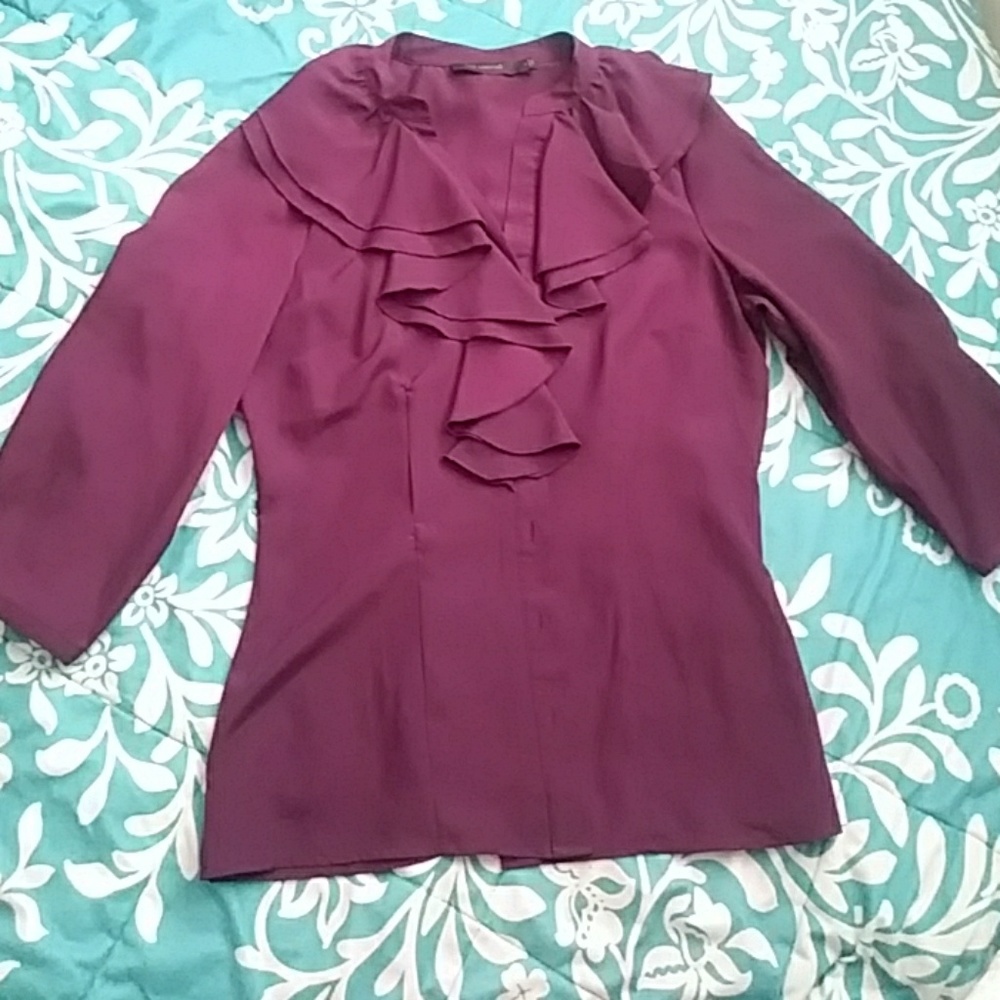 The Limited purple ruffle collar 3/4 sleeve blouse